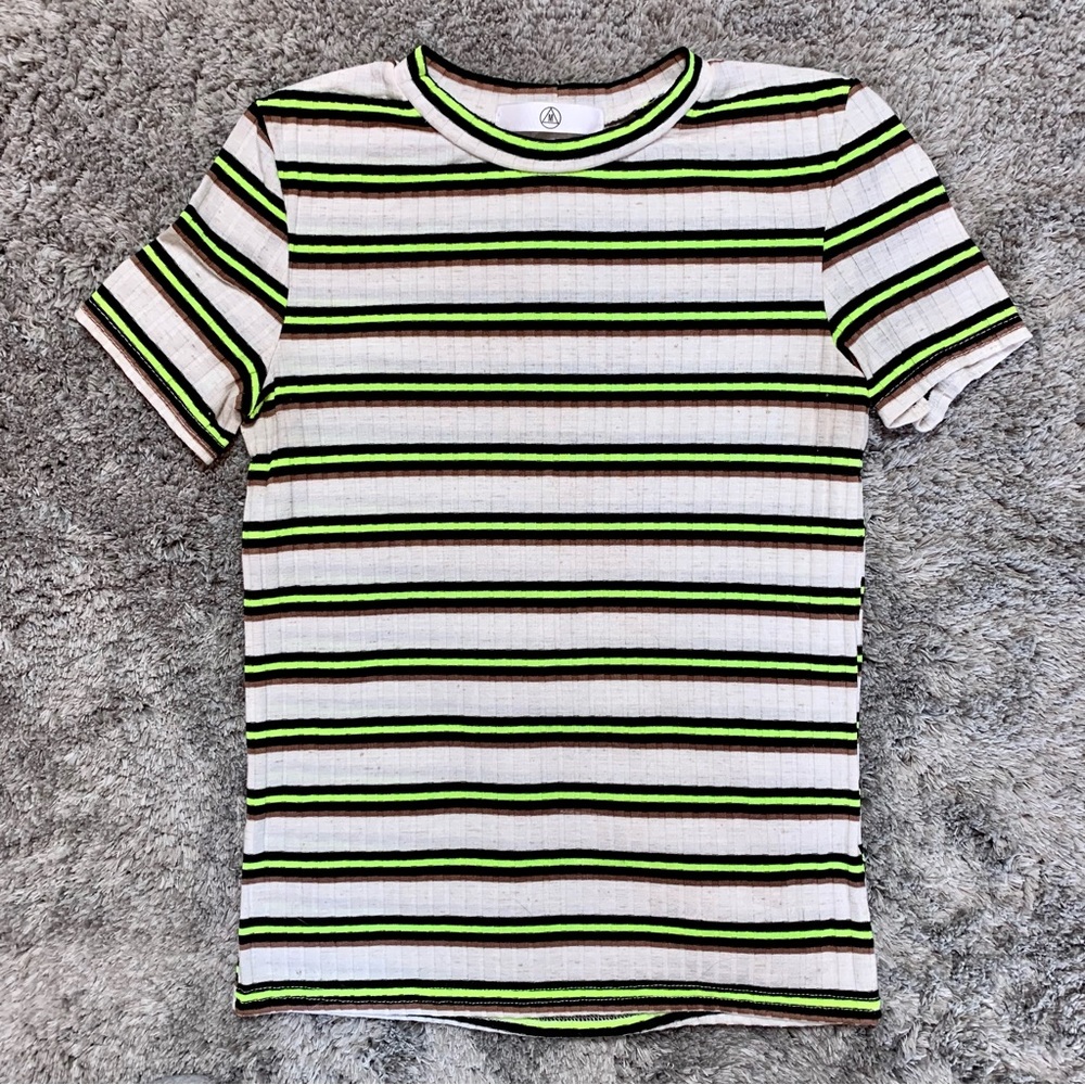 Missguided Neon Striped Crewneck Tee